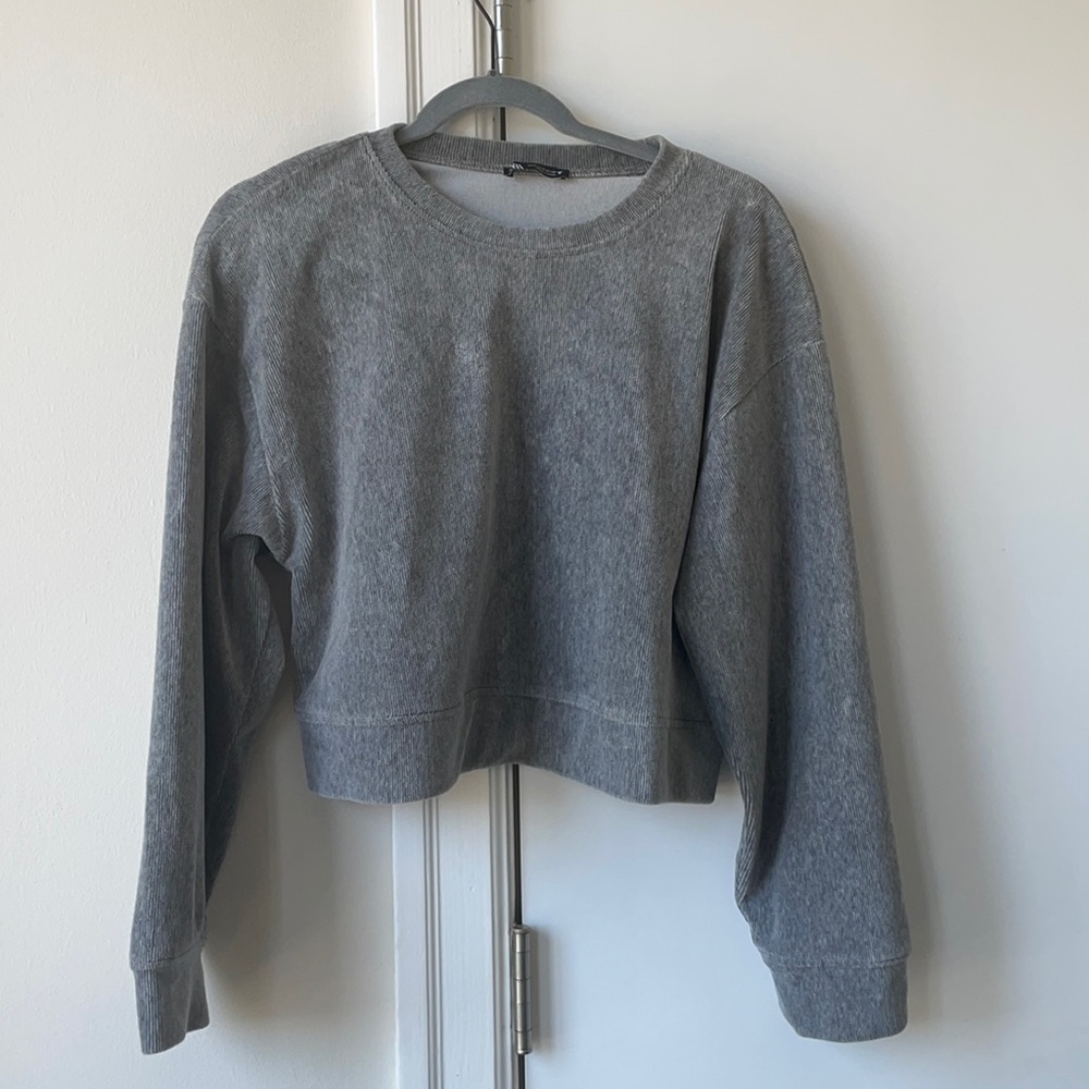 Velour cropped sweatshirt